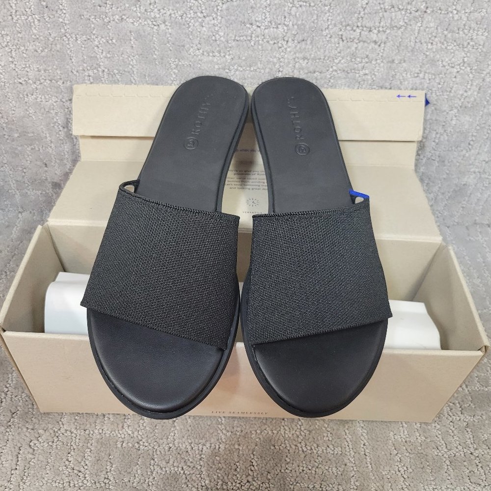 Rothy's The Slide Black Slip On Flats Sandals Women's Size US 8